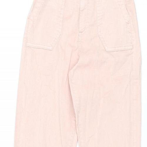 Marks and Spencer Womens Pink Cotton Trousers Size 6 L29.5 in Regular Zip
