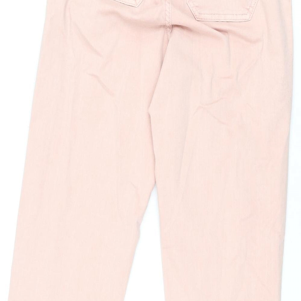 Marks and Spencer Womens Pink Cotton Trousers Size 6 L29.5 in Regular Zip