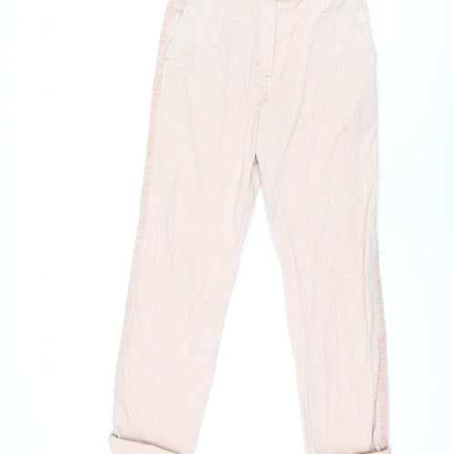 Marks and Spencer Womens Pink Cotton Chino Trousers Size 6 L27.5 in Regular Zip