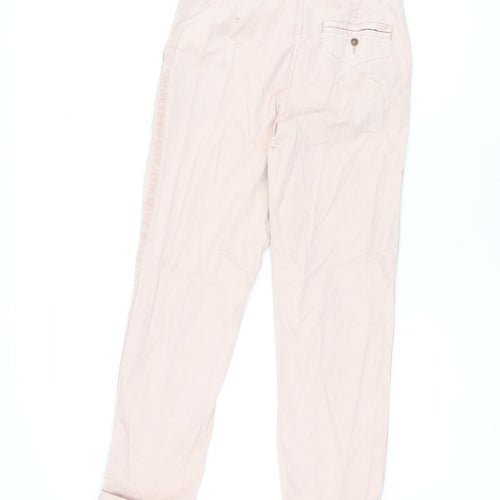 Marks and Spencer Womens Pink Cotton Chino Trousers Size 6 L27.5 in Regular Zip