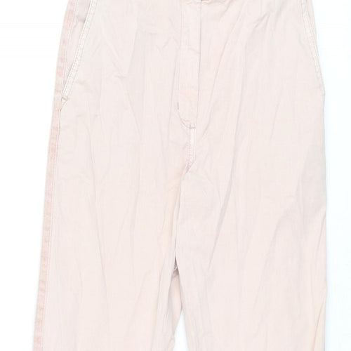 Marks and Spencer Womens Pink Cotton Chino Trousers Size 6 L27.5 in Regular Zip