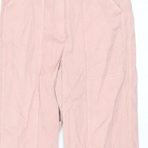 Marks and Spencer Womens Pink Cotton Trousers Size 16 L32 in Regular Zip