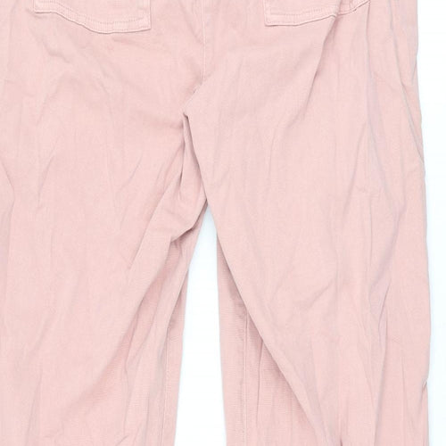 Marks and Spencer Womens Pink Cotton Trousers Size 16 L32 in Regular Zip