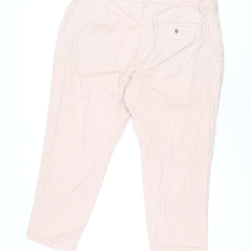 Marks and Spencer Womens Pink Cotton Chino Trousers Size 20 L26.5 in Regular Zip