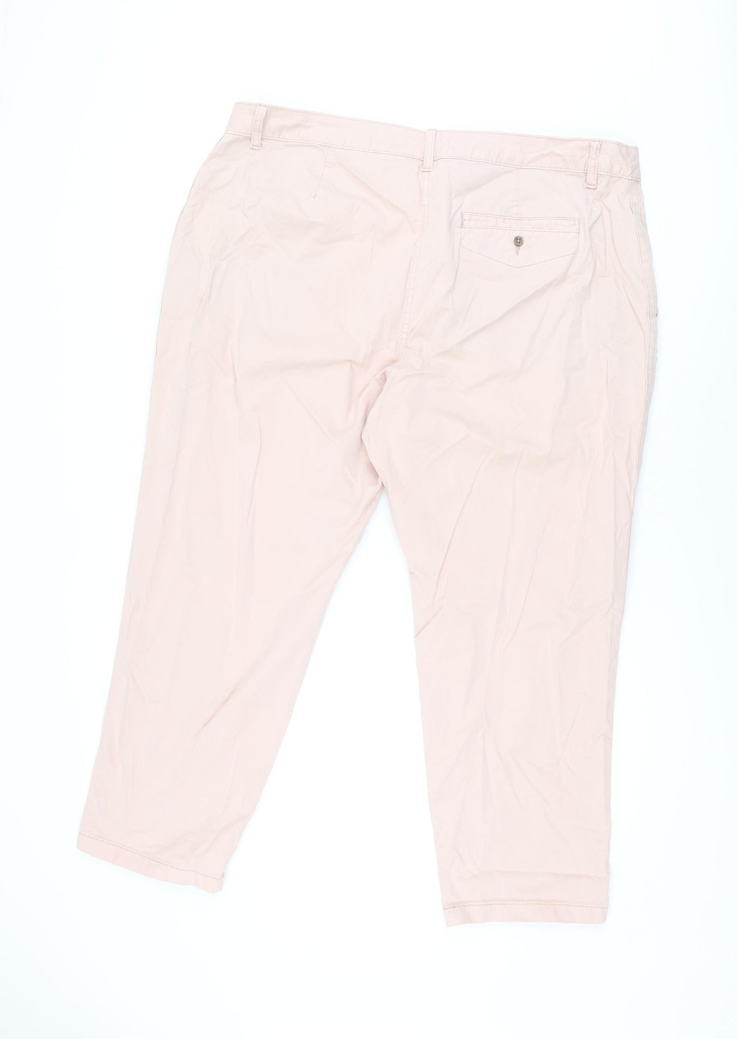 Marks and Spencer Womens Pink Cotton Chino Trousers Size 20 L26.5 in Regular Zip