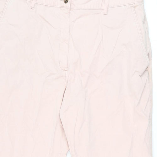 Marks and Spencer Womens Pink Cotton Chino Trousers Size 20 L26.5 in Regular Zip