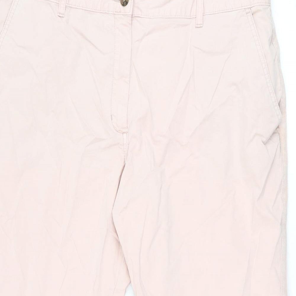 Marks and Spencer Womens Pink Cotton Chino Trousers Size 20 L26.5 in Regular Zip