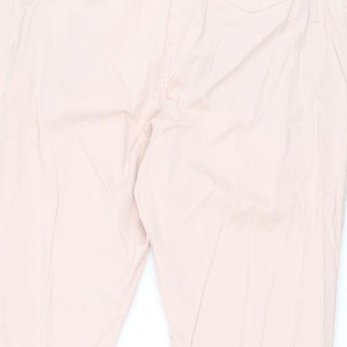 Marks and Spencer Womens Pink Cotton Chino Trousers Size 20 L26.5 in Regular Zip