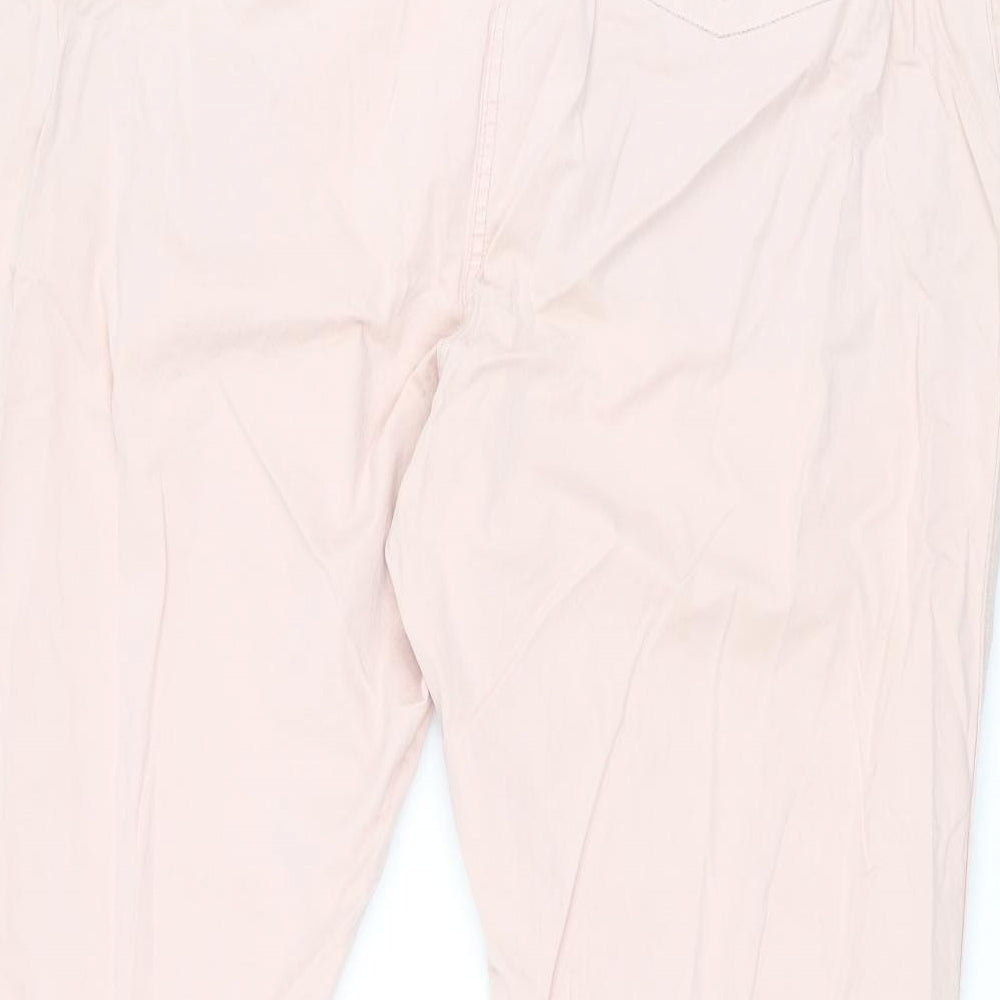 Marks and Spencer Womens Pink Cotton Chino Trousers Size 20 L26.5 in Regular Zip