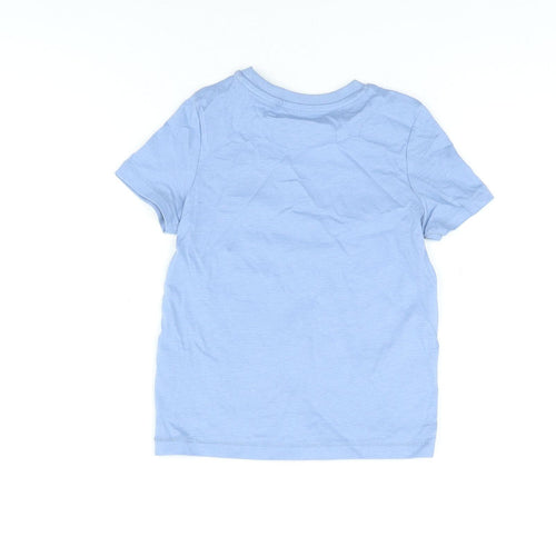 Marks and Spencer Boys Blue Cotton Basic T-Shirt Size 2-3 Years Round Neck Pullover - T-Rex