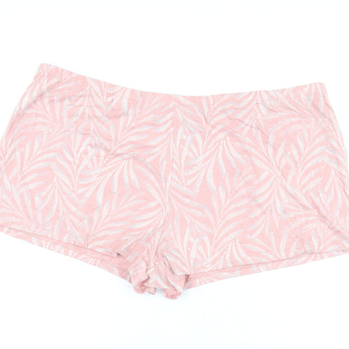 Marks and Spencer Womens Pink Geometric Cotton Babydoll Sleep Shorts Size XL