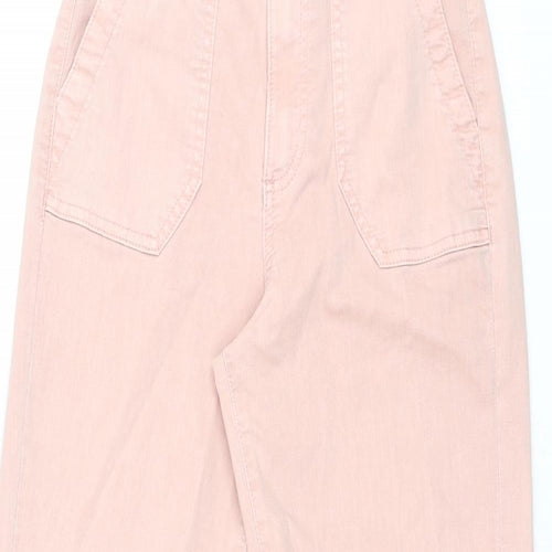 Marks and Spencer Womens Pink Cotton Trousers Size 6 L28.5 in Regular Zip