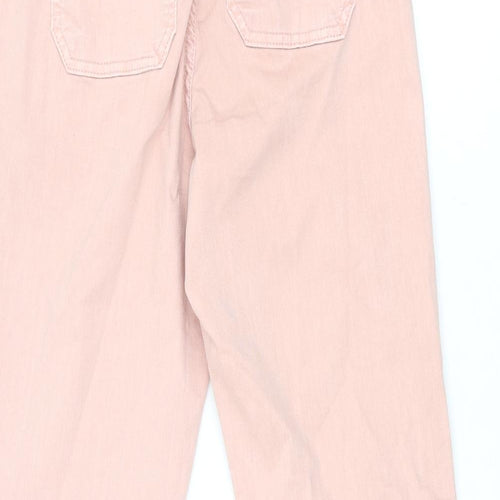 Marks and Spencer Womens Pink Cotton Trousers Size 6 L28.5 in Regular Zip