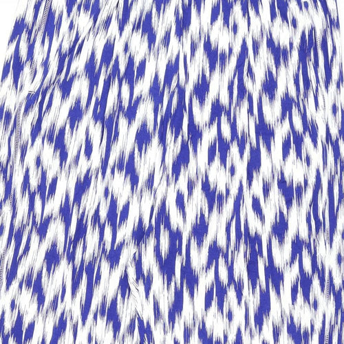 Marks and Spencer Womens Blue Geometric Viscose Trousers Size 20 L29 in Regular