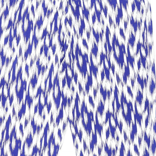 Marks and Spencer Womens Blue Geometric Viscose Trousers Size 20 L29 in Regular