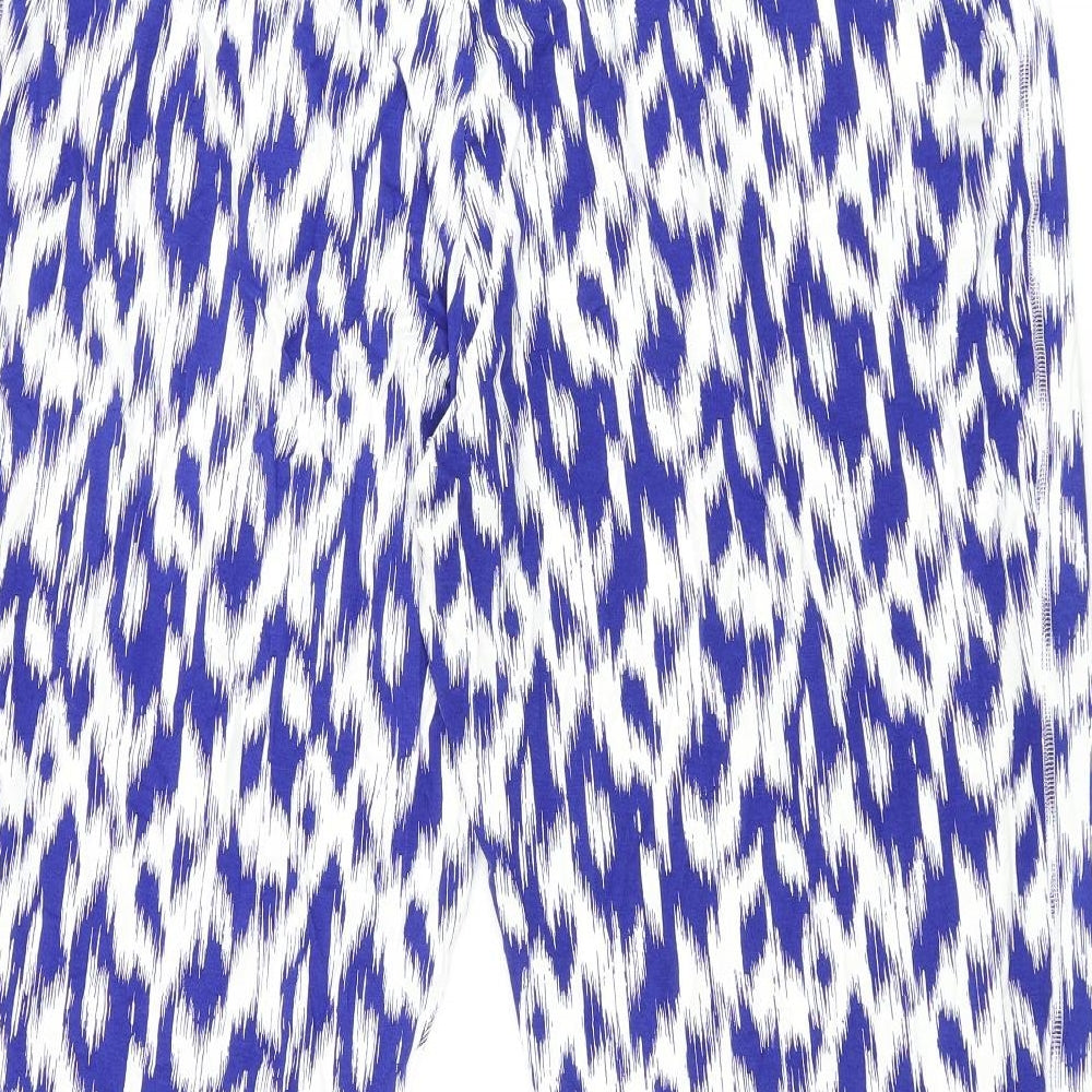 Marks and Spencer Womens Blue Geometric Viscose Trousers Size 20 L29 in Regular