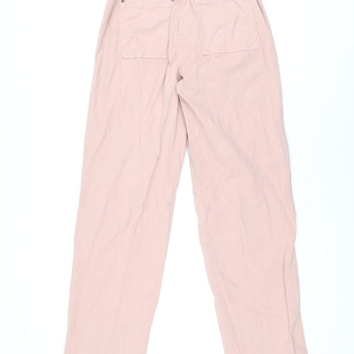 Marks and Spencer Womens Pink Cotton Trousers Size 8 L31.5 in Regular Zip
