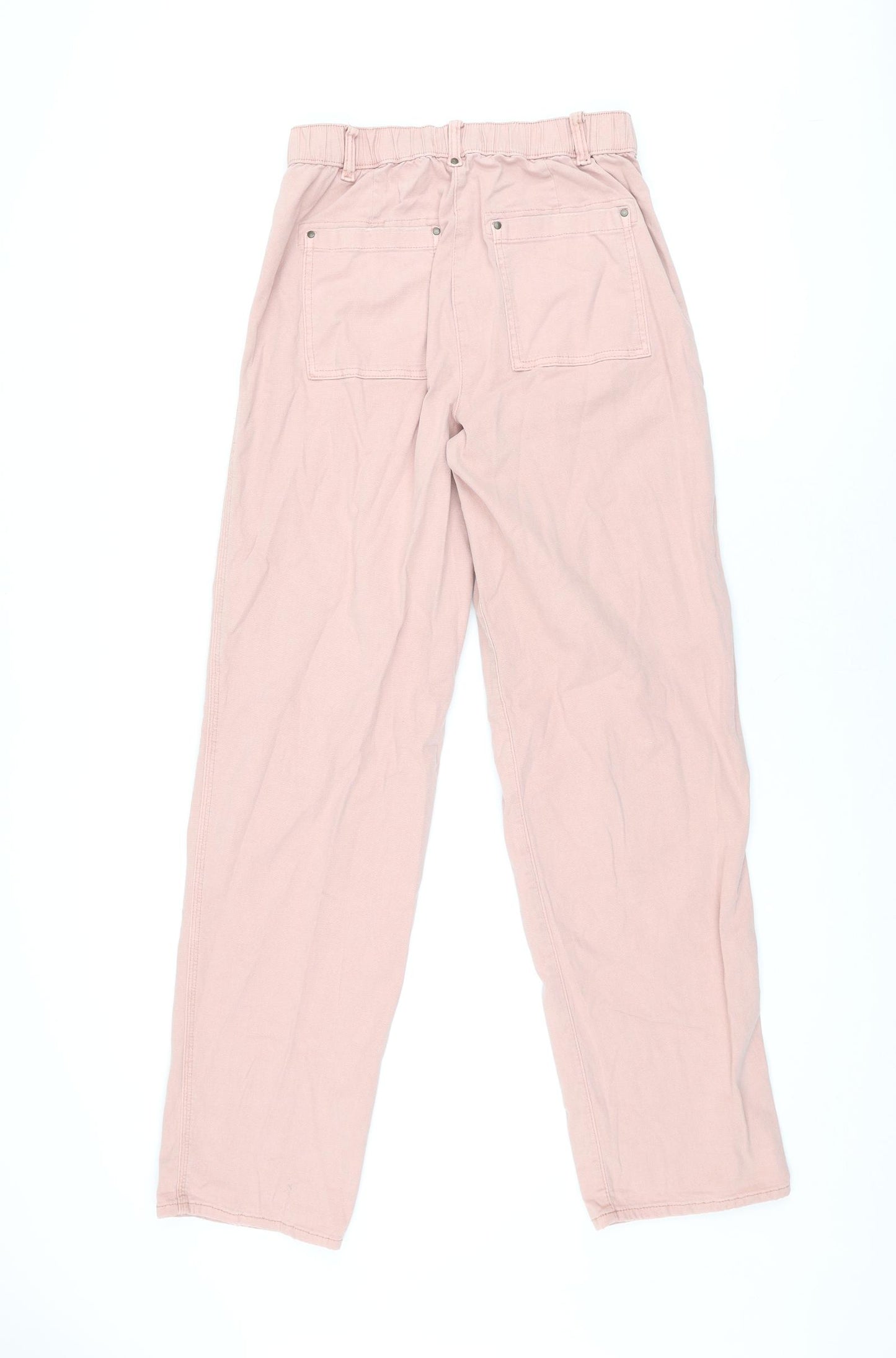 Marks and Spencer Womens Pink Cotton Trousers Size 8 L31.5 in Regular Zip