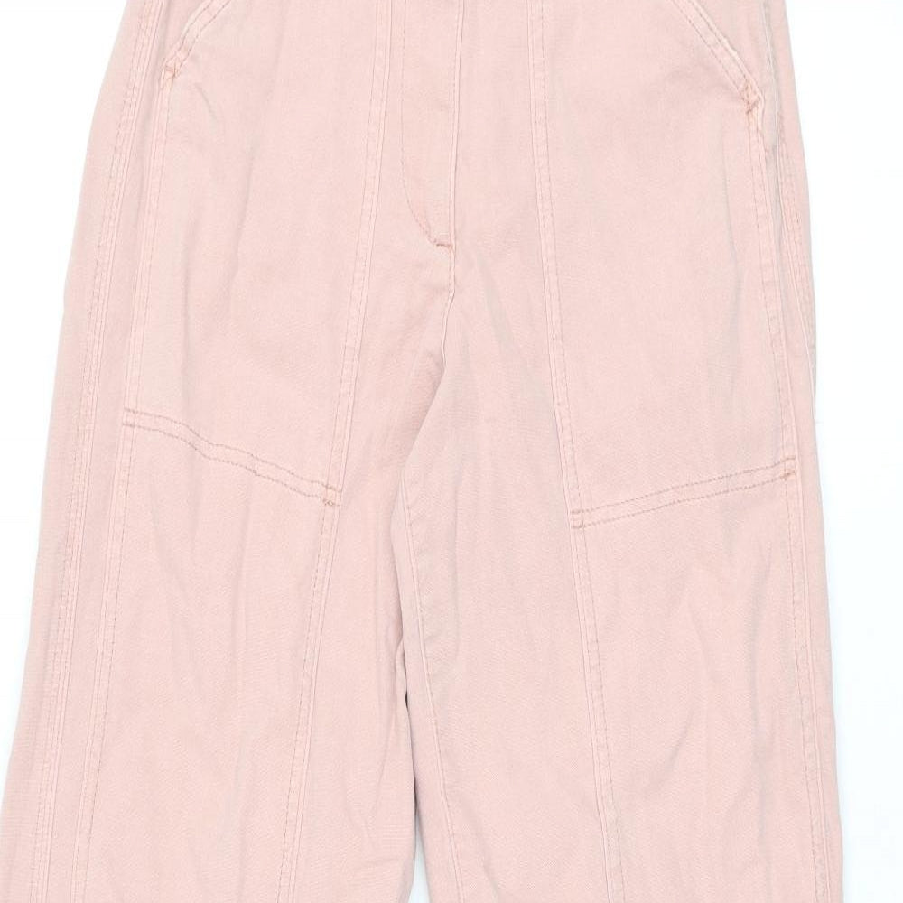 Marks and Spencer Womens Pink Cotton Trousers Size 8 L31.5 in Regular Zip