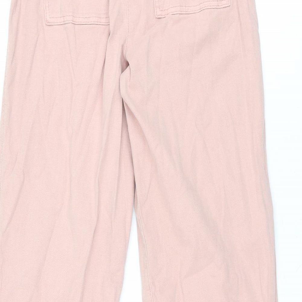 Marks and Spencer Womens Pink Cotton Trousers Size 8 L31.5 in Regular Zip