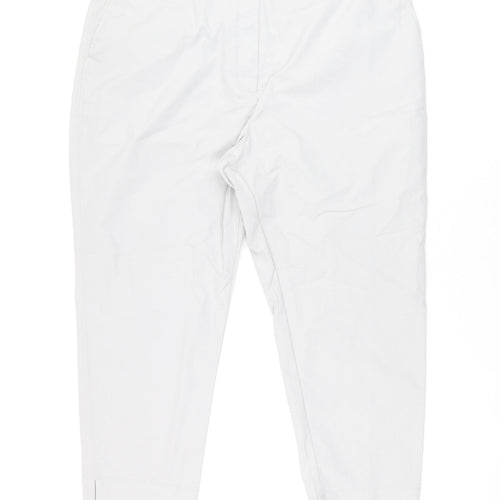 Marks and Spencer Womens Grey Cotton Cropped Trousers Size 20 L25 in Regular Zip