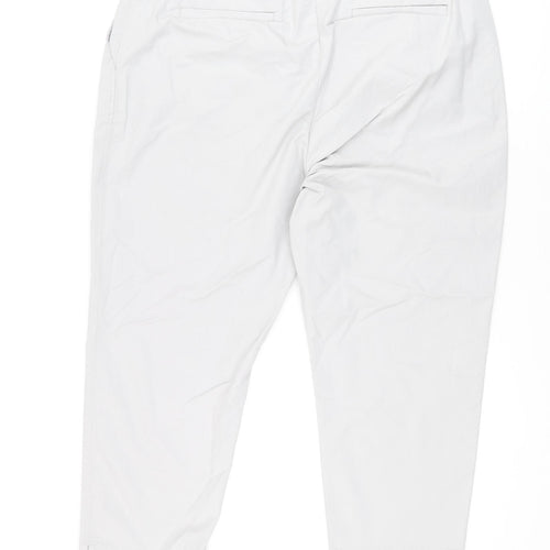 Marks and Spencer Womens Grey Cotton Cropped Trousers Size 20 L25 in Regular Zip
