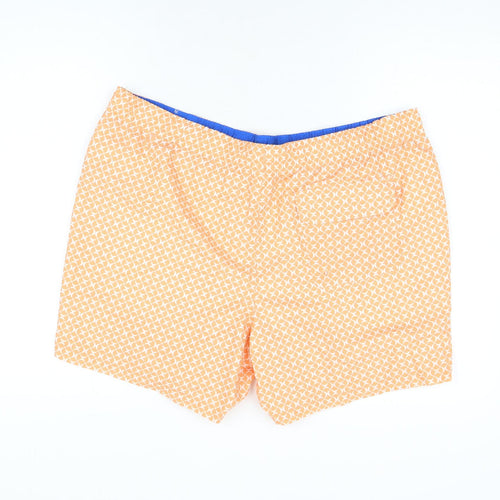 Marks and Spencer Mens Orange Geometric Polyester Bermuda Shorts Size 2XL Regular Drawstring - Swim Shorts