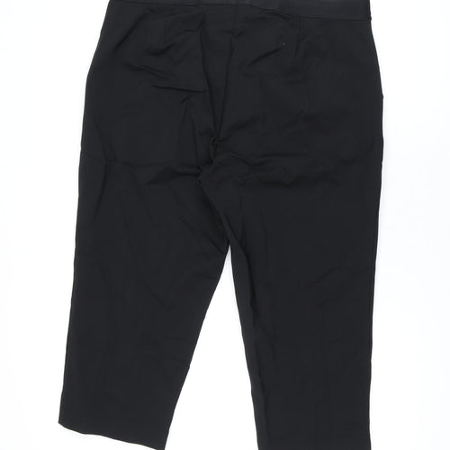 Marks and Spencer Womens Black Cotton Cropped Trousers Size 20 L21.5 in Regular Zip