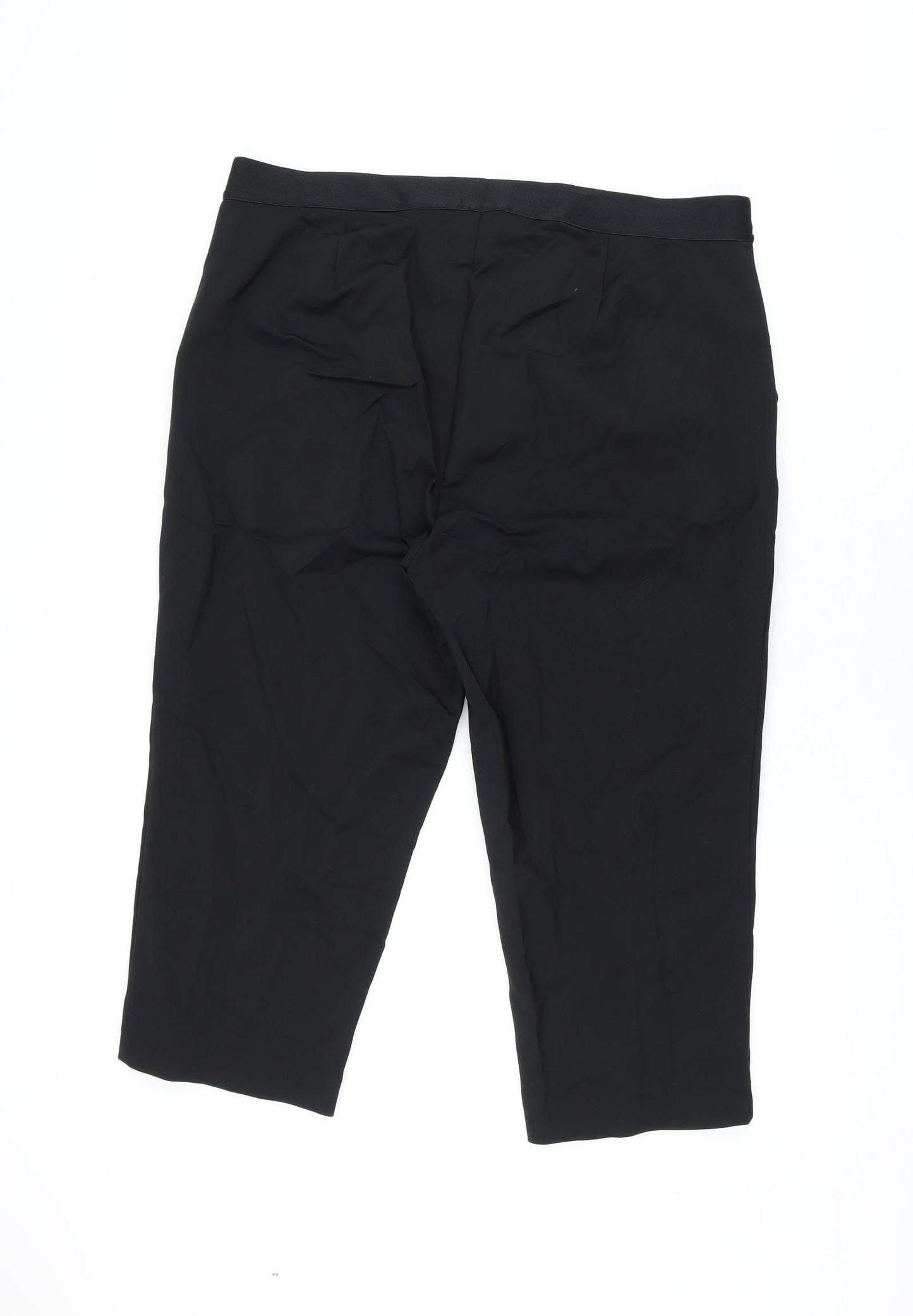 Marks and Spencer Womens Black Cotton Cropped Trousers Size 20 L21.5 in Regular Zip