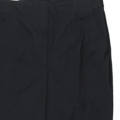 Marks and Spencer Womens Black Cotton Cropped Trousers Size 20 L21.5 in Regular Zip
