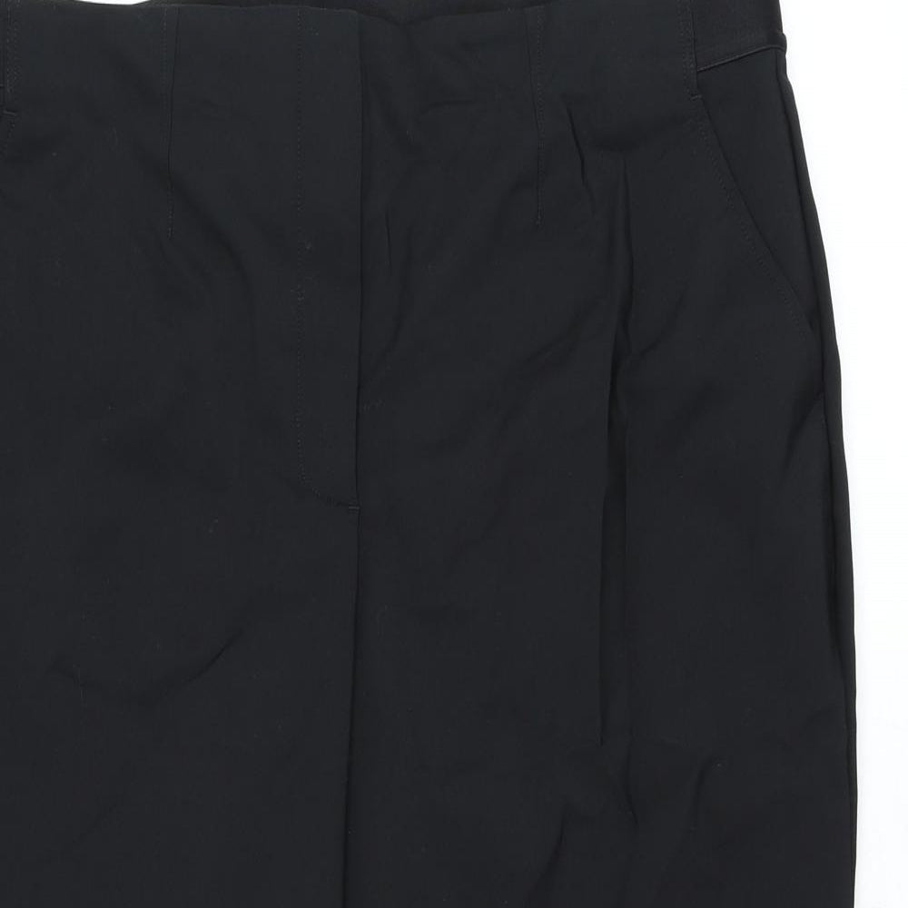 Marks and Spencer Womens Black Cotton Cropped Trousers Size 20 L21.5 in Regular Zip
