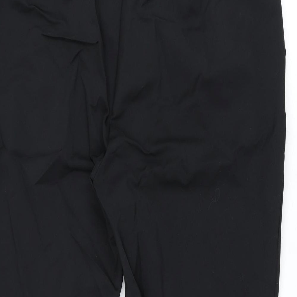 Marks and Spencer Womens Black Cotton Cropped Trousers Size 20 L21.5 in Regular Zip