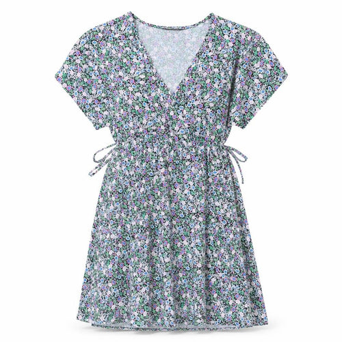 Marks and Spencer Womens Multicoloured Floral Viscose Skater Dress Size 10 V-Neck Pullover