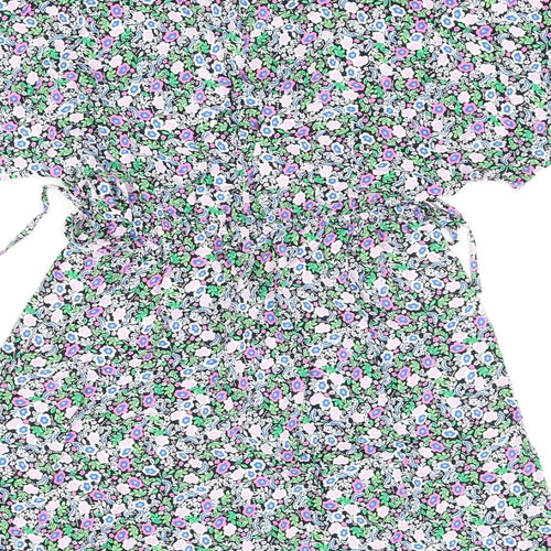 Marks and Spencer Womens Multicoloured Floral Viscose Skater Dress Size 10 V-Neck Pullover