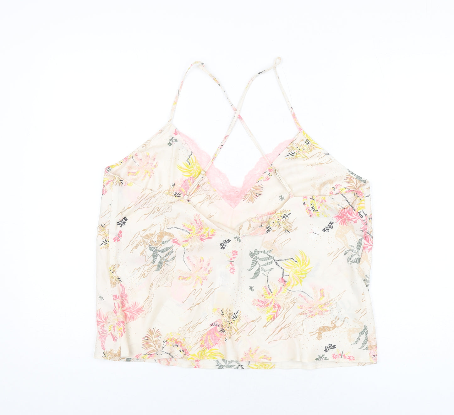 Marks and Spencer Womens Pink Floral Polyester Cami Pyjama Top Size 16