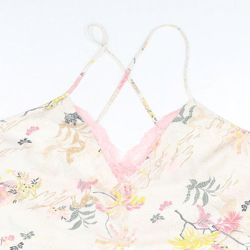 Marks and Spencer Womens Pink Floral Polyester Cami Pyjama Top Size 16