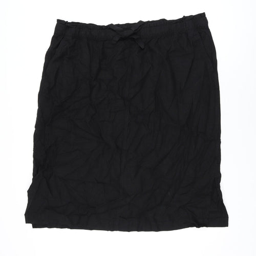 Marks and Spencer Womens Black Linen A-Line Skirt Size 24 Drawstring