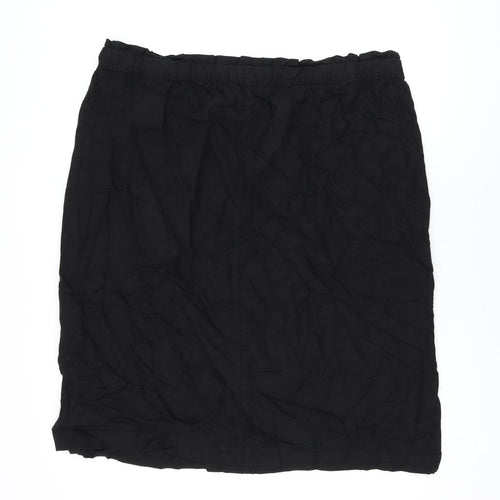 Marks and Spencer Womens Black Linen A-Line Skirt Size 24 Drawstring