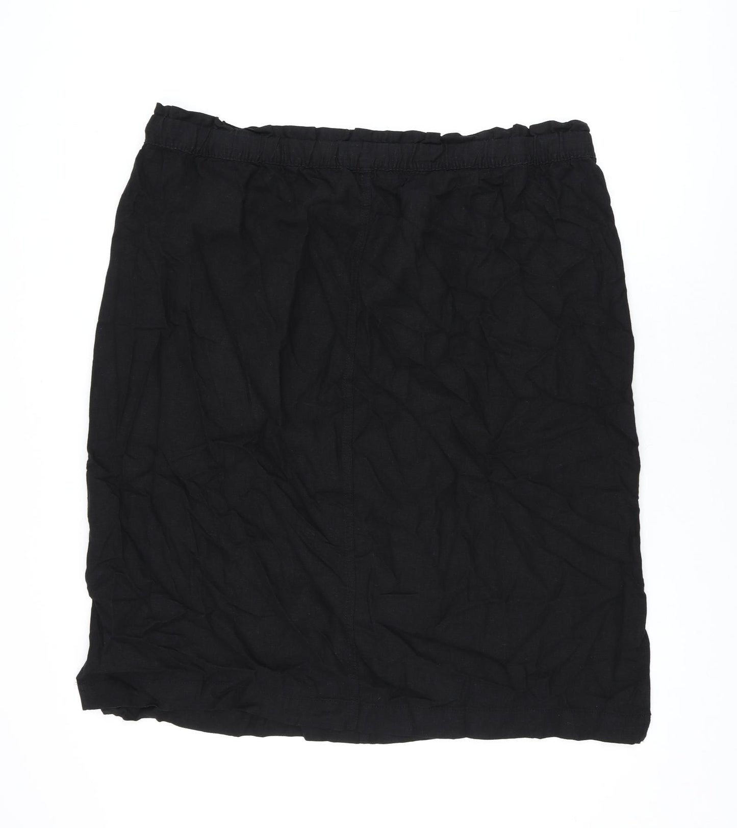 Marks and Spencer Womens Black Linen A-Line Skirt Size 24 Drawstring