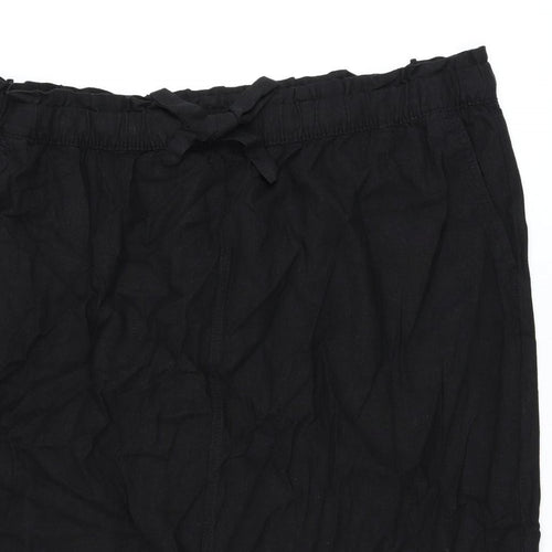 Marks and Spencer Womens Black Linen A-Line Skirt Size 24 Drawstring