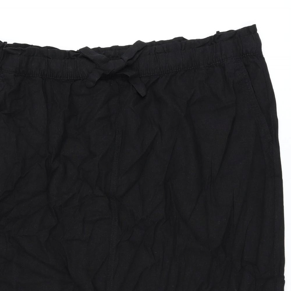 Marks and Spencer Womens Black Linen A-Line Skirt Size 24 Drawstring