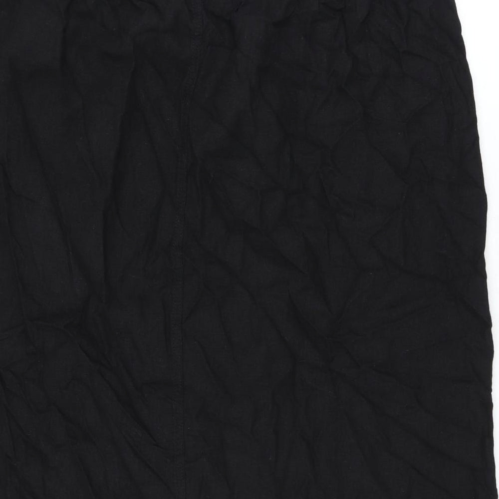 Marks and Spencer Womens Black Linen A-Line Skirt Size 24 Drawstring