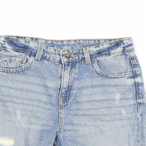 Marks and Spencer Boys Blue Cotton Bermuda Shorts Size 10-11 Years L7 in Regular Zip