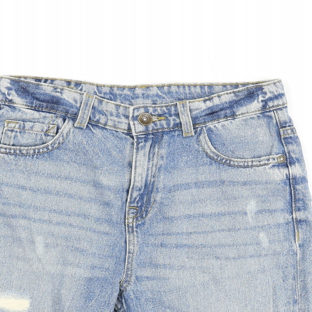 Marks and Spencer Boys Blue Cotton Bermuda Shorts Size 10-11 Years L7 in Regular Zip
