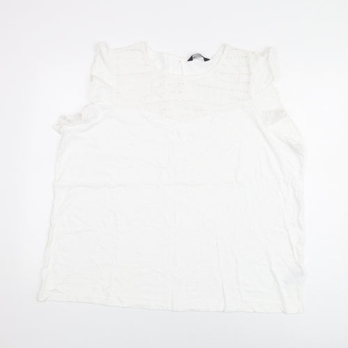 Marks and Spencer Womens White Cotton Basic T-Shirt Size 22 Round Neck