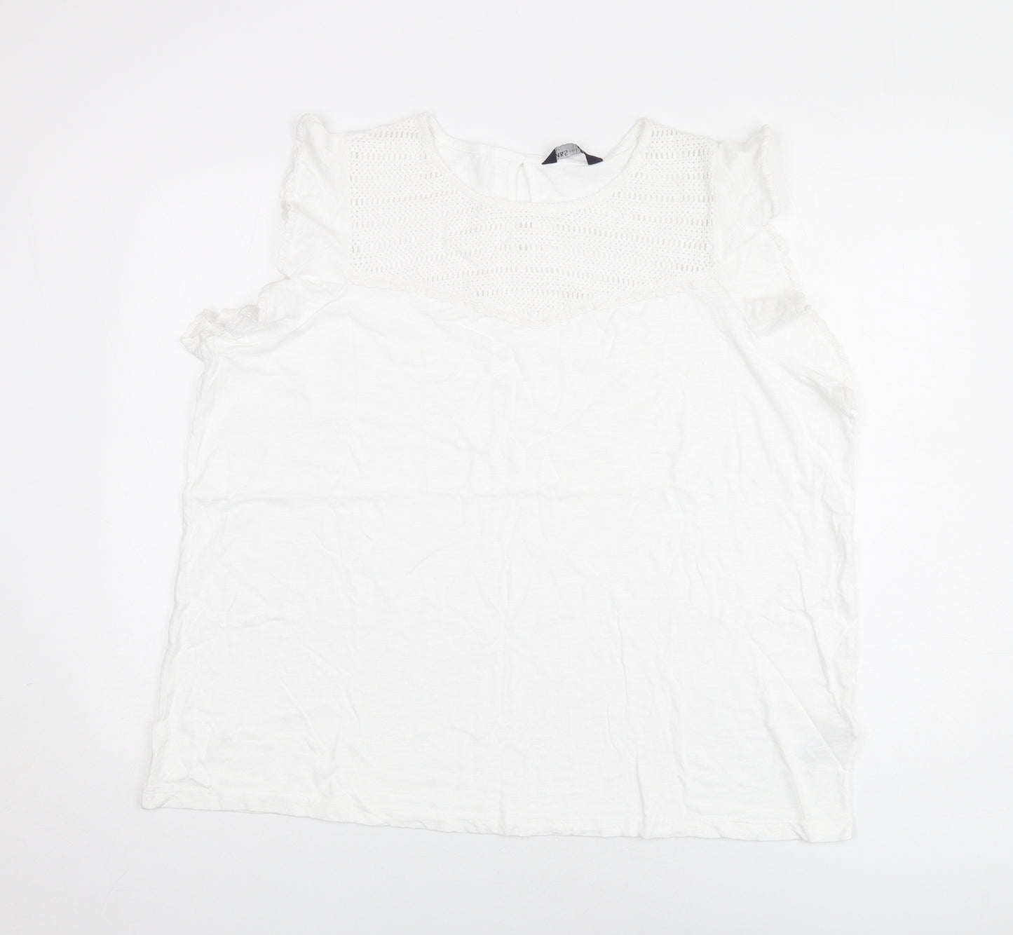 Marks and Spencer Womens White Cotton Basic T-Shirt Size 22 Round Neck