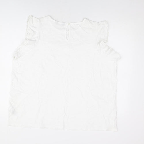 Marks and Spencer Womens White Cotton Basic T-Shirt Size 22 Round Neck