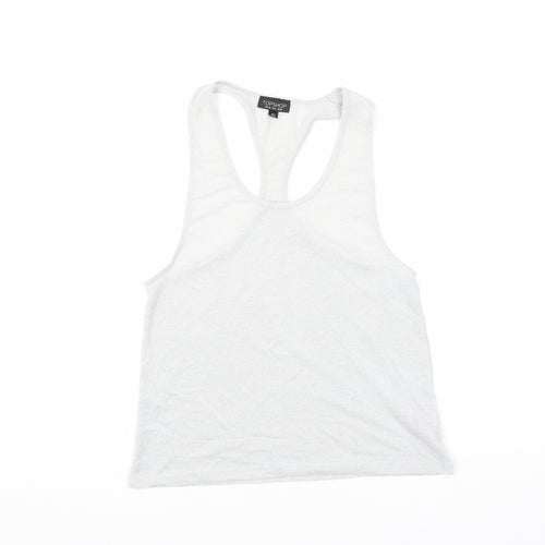 Topshop Womens Silver Polyester Basic Tank Size 10 Scoop Neck
