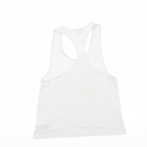 Topshop Womens Silver Polyester Basic Tank Size 10 Scoop Neck