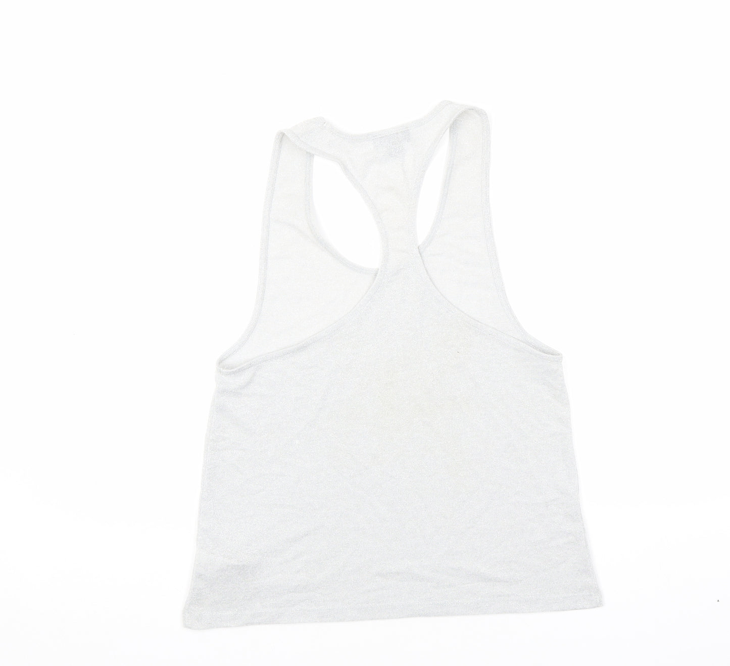 Topshop Womens Silver Polyester Basic Tank Size 10 Scoop Neck